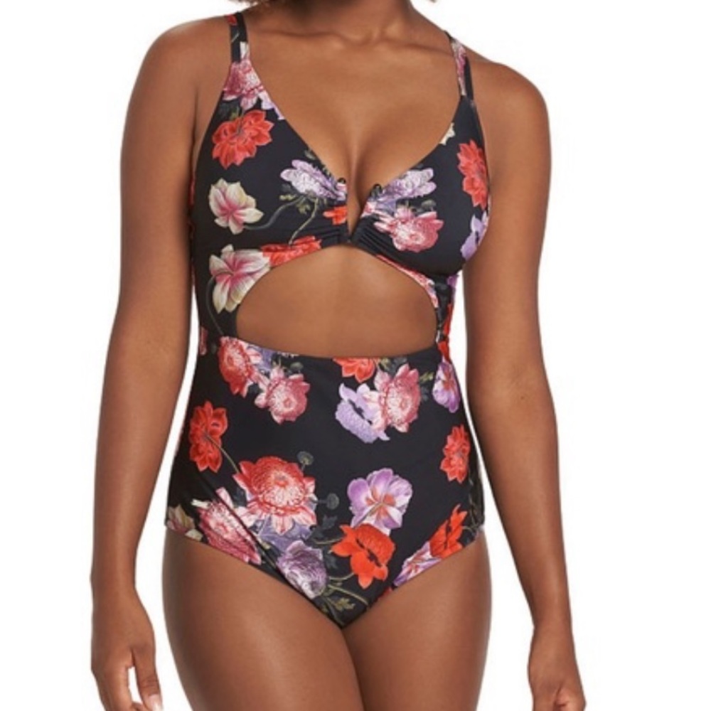 Floral Cutout One-Piece Swimsuit NWOT